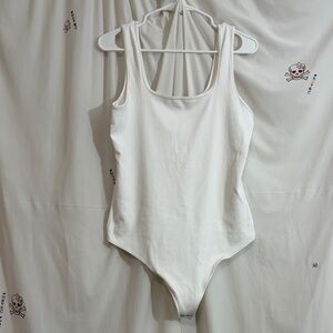 Abercrombie & Fitch snap crotch White Ribbed Bodysuit XL
